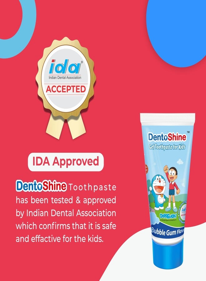 DentoShine Gel Toothpaste for Kids | Pack of 3 (3, Bubblegum (Doraemon)) | IDA Accepted - Image 2